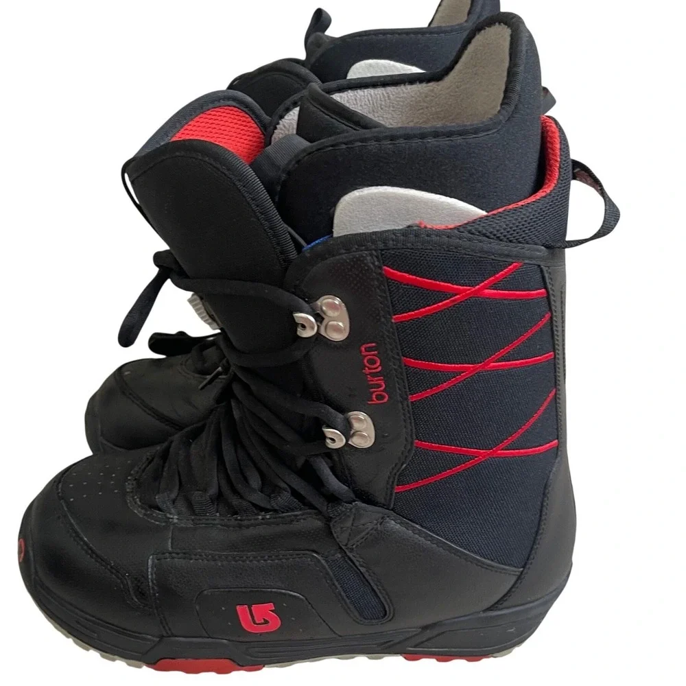 Burton Moto Snowboard Boots Womens 8 Black Red Speed Zone Lacing Winter Sport
